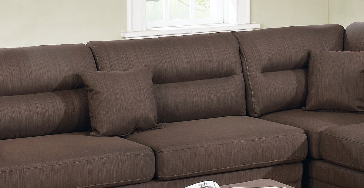 Grey Polyfiber Reversible Sectional Sofa with Ottoman I71147
