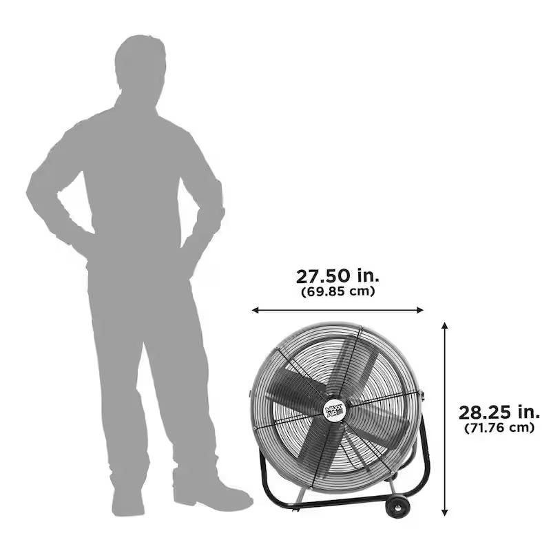 2 Fan Speeds Drum Fan in Blue with Snap-On Wheels W93967