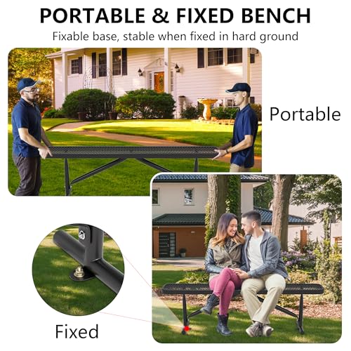 Heavy Duty Metal Park Bench with Portable Frame W75982