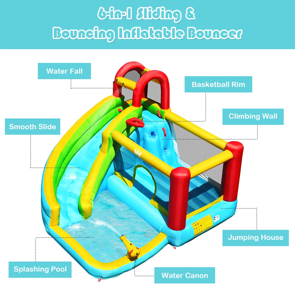 Inflatable Kids Water Slide Bounce House Splash Water Pool Y27161