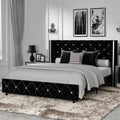 Queen Size Upholstered Platform Bed Frame with Wingback Diamond Tufted Headboard V587