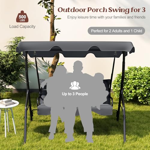 3 Person Porch Swing with Removable Cushion and Canopy G38663