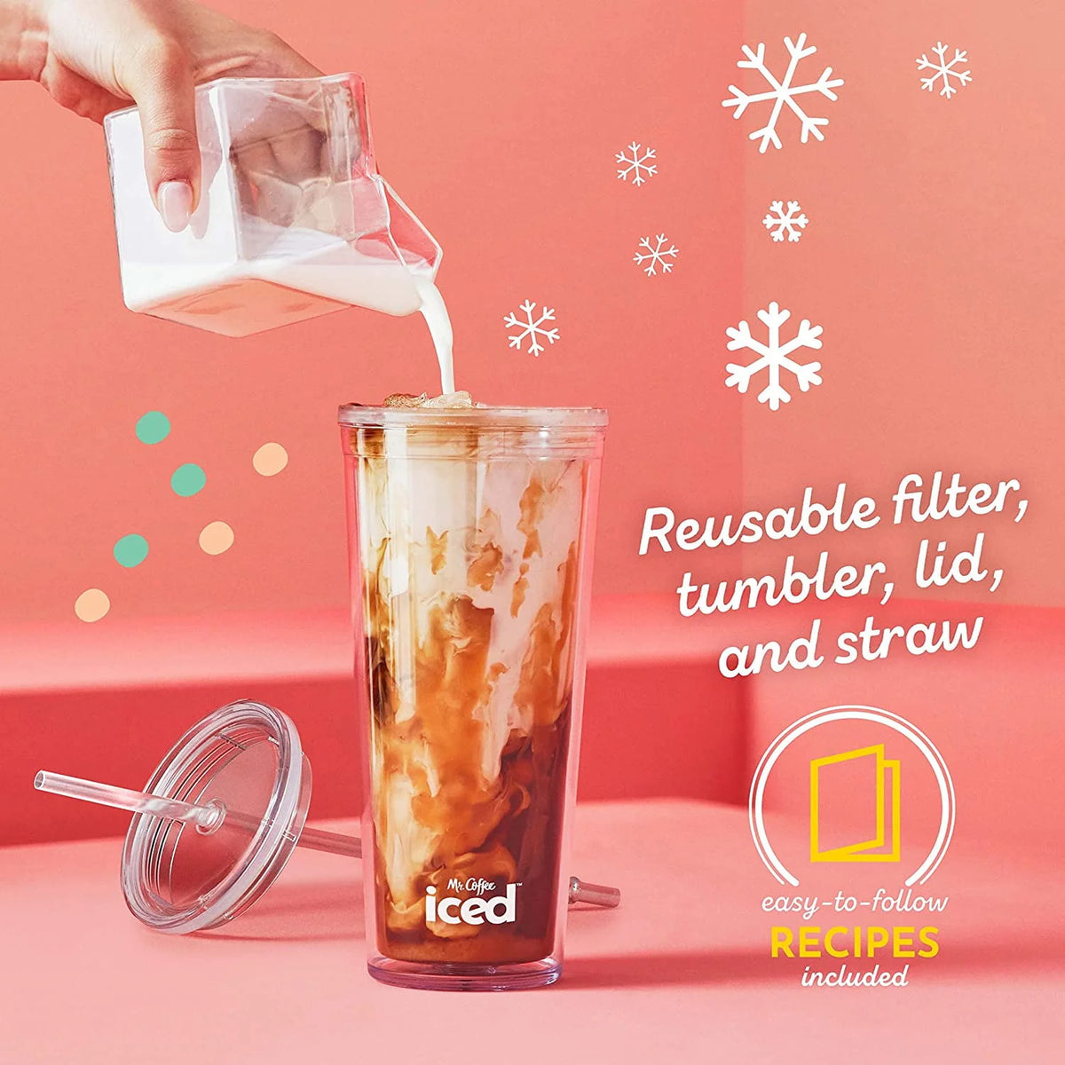 Black Single Serve Iced and Hot Coffee Maker with Tumbler J316