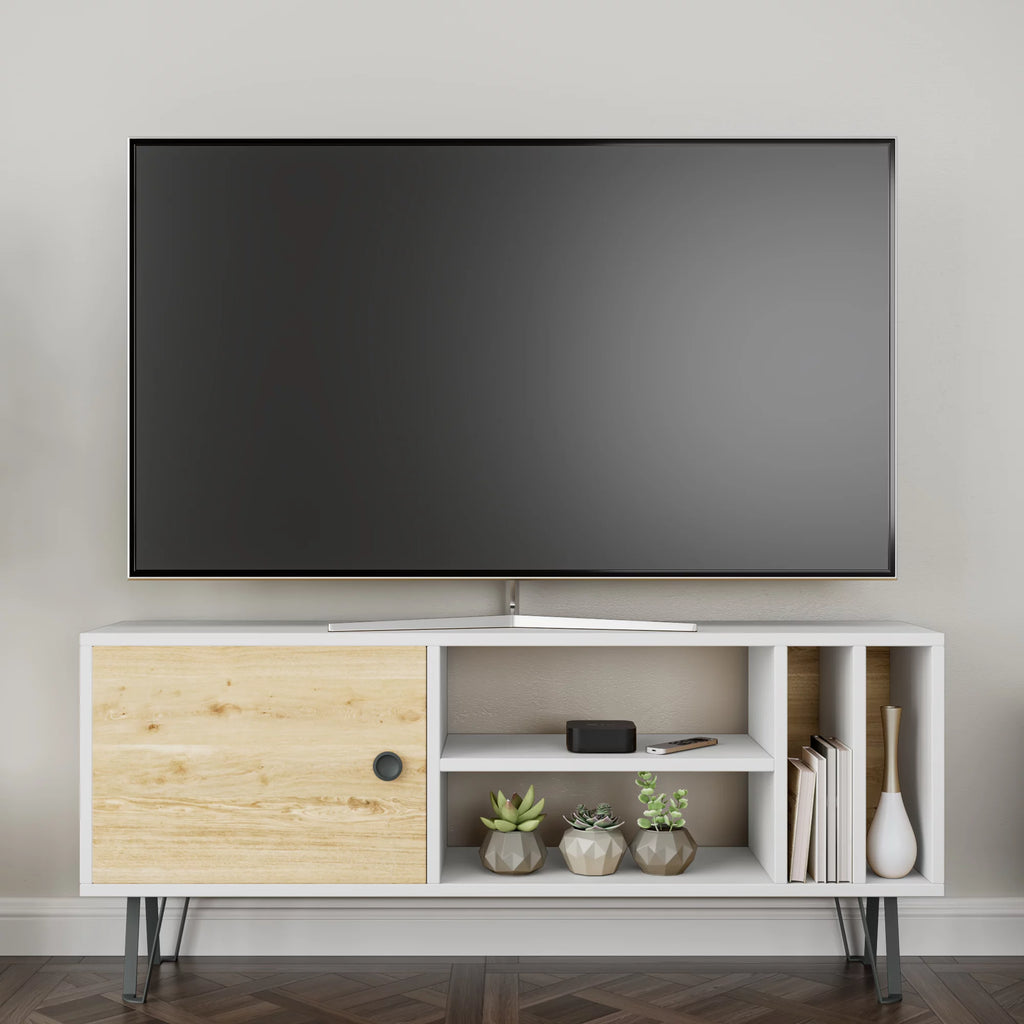 White Oak 2 Tier TV Stand with Doors C26760
