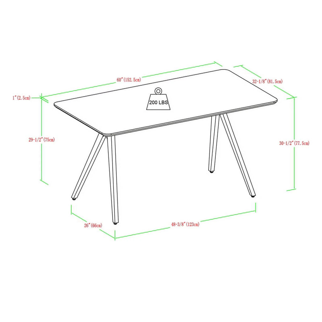 60" Light Ash Metal Dining Table N863390