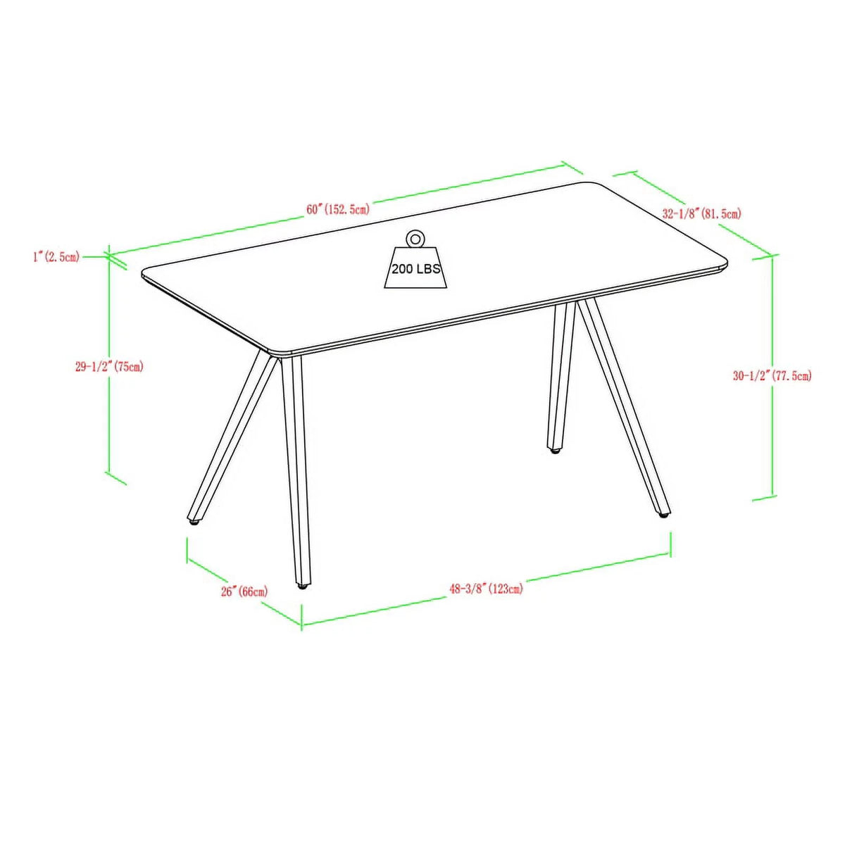 60" Light Ash Metal Dining Table N863390