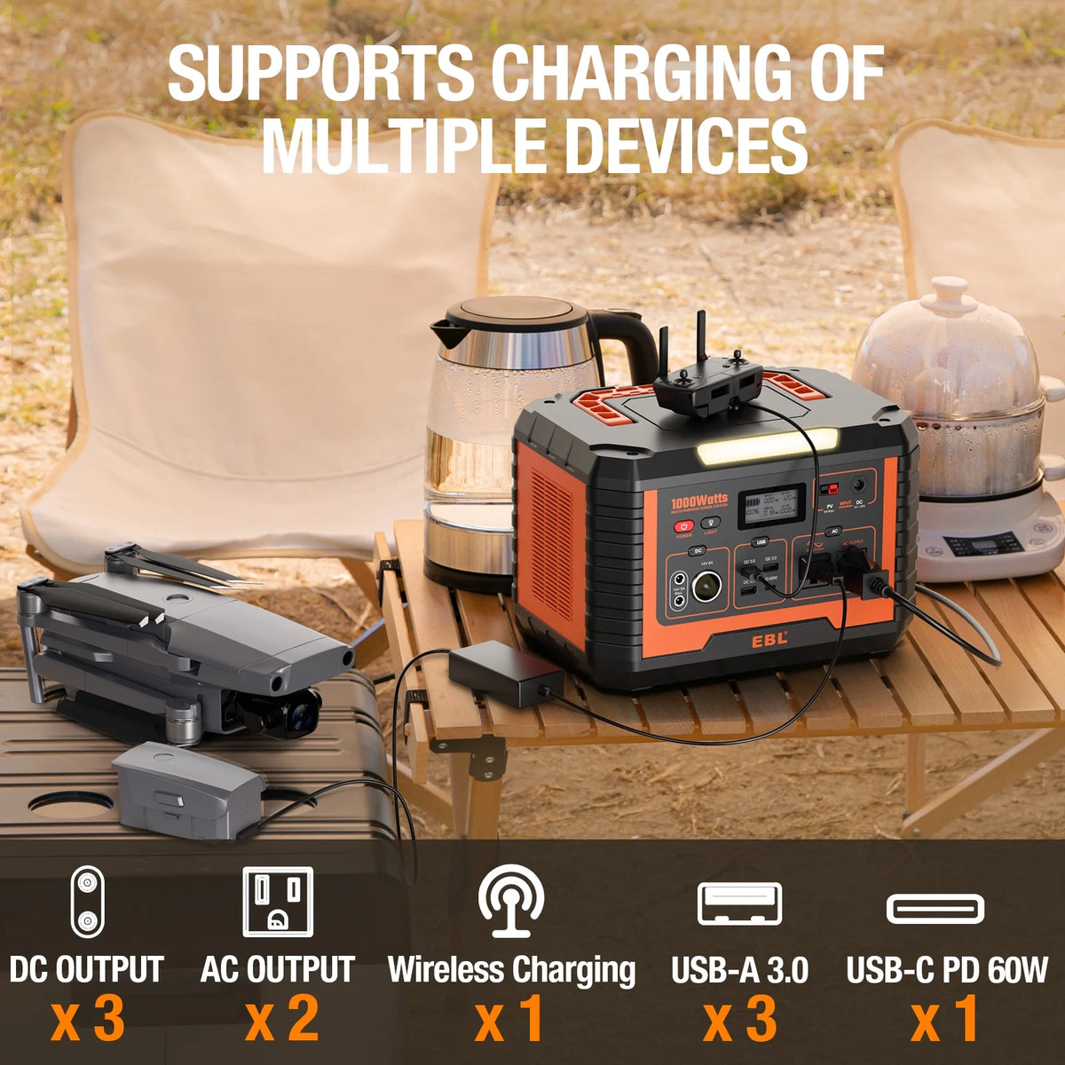 Portable Power Station 1000W 999Wh Solar Generator W6839