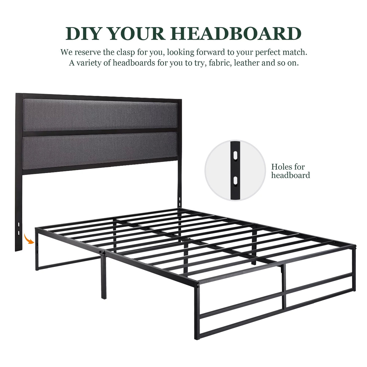 Queen Size Black Metal Platform Bed Frame M748838