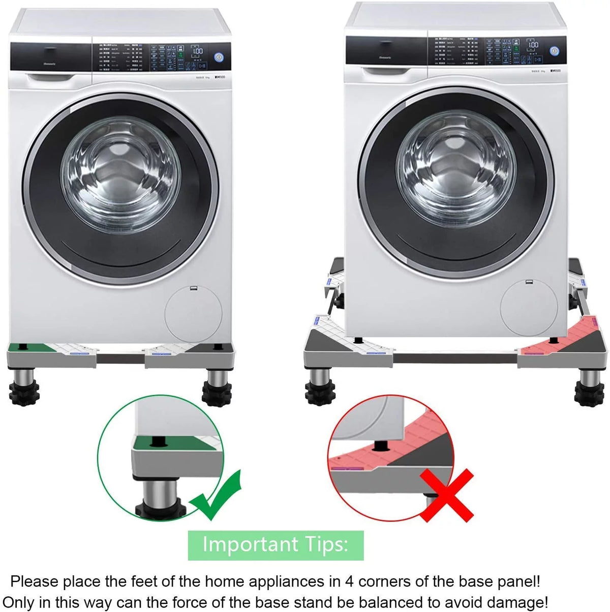 Adjustable Mini Fridge and Washer Stand with 4 Heavy Duty Feet Y505688