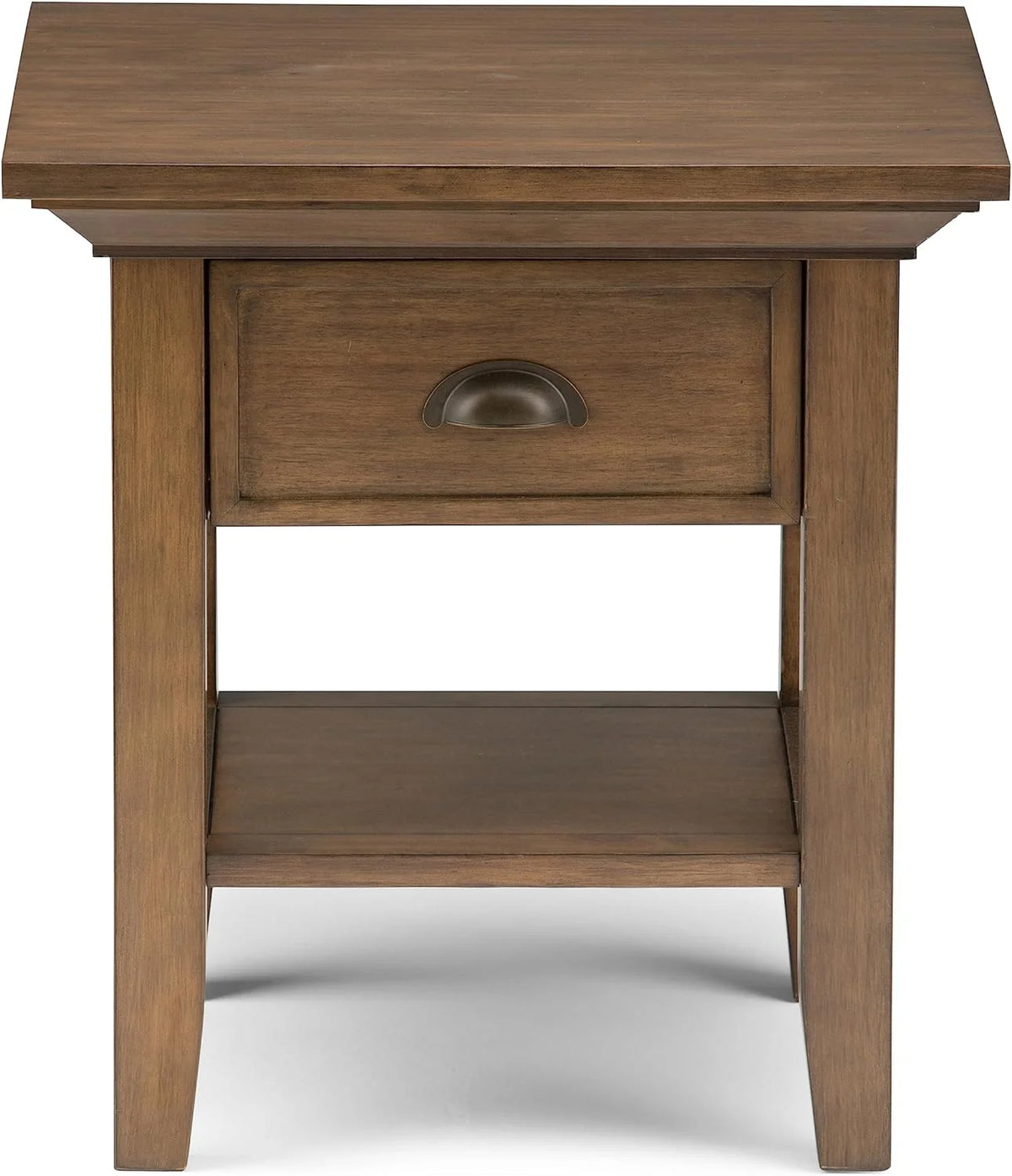 19 Inch Square Wood End Table with 1 Drawer and 1 Shelf C4125