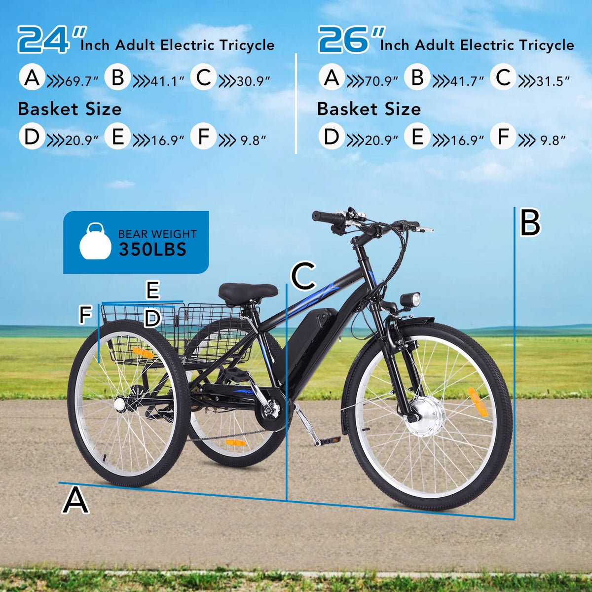 7-Speed Electric Trike with Basket I5804