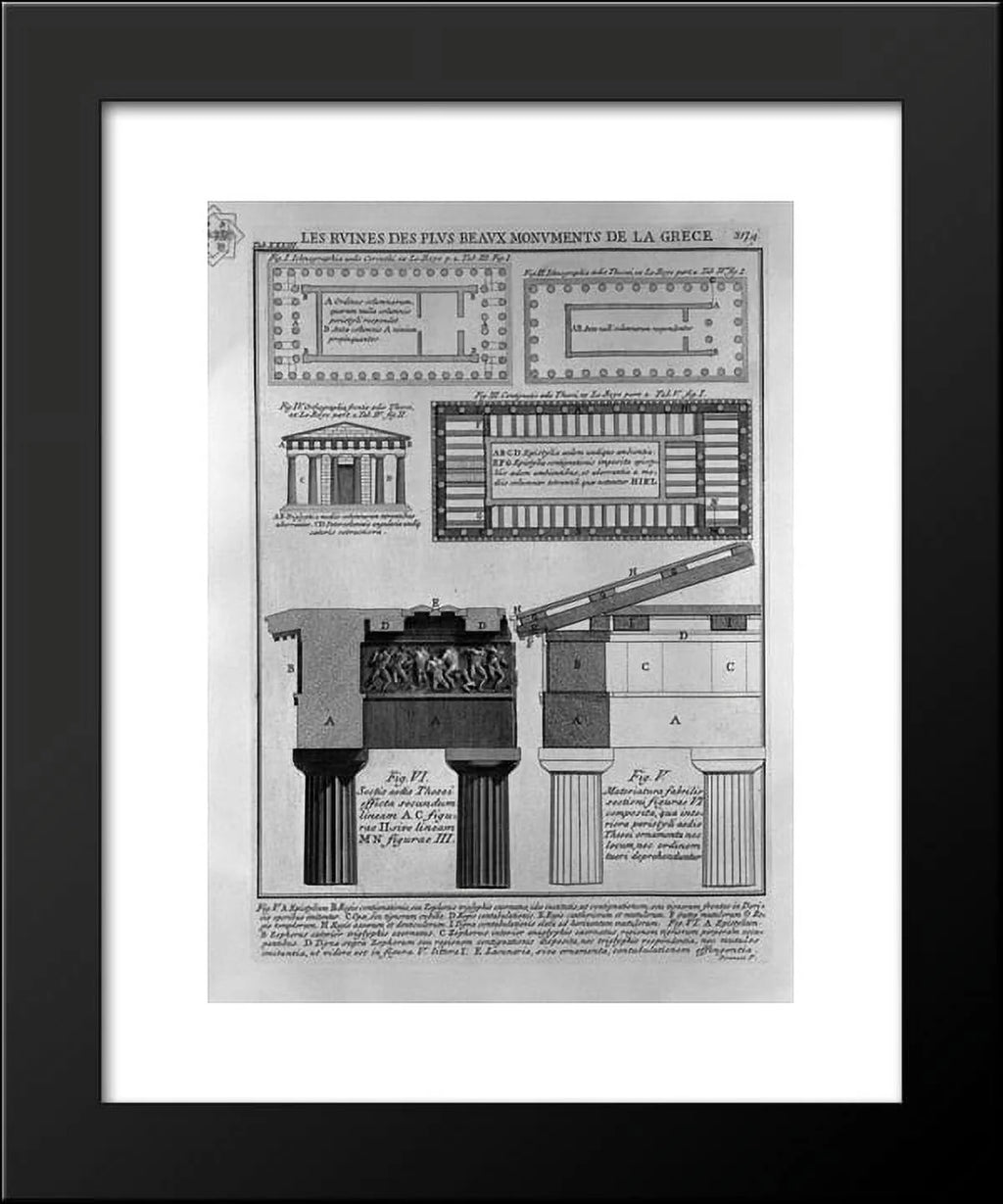 Plan, elevation and details of Doric temples in Greece 20x24 B73182