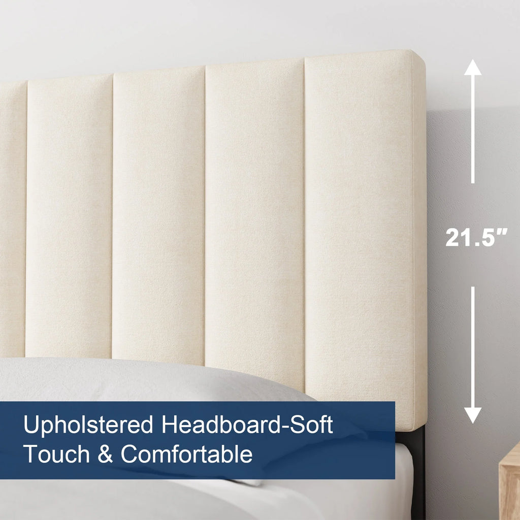 Full Platform Bed Frame with Upholstered Headboard K16836