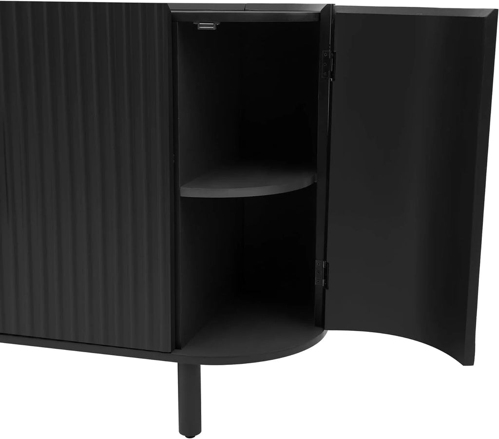 Black Curved Sideboard Cabinet with Adjustable Shelves D642764