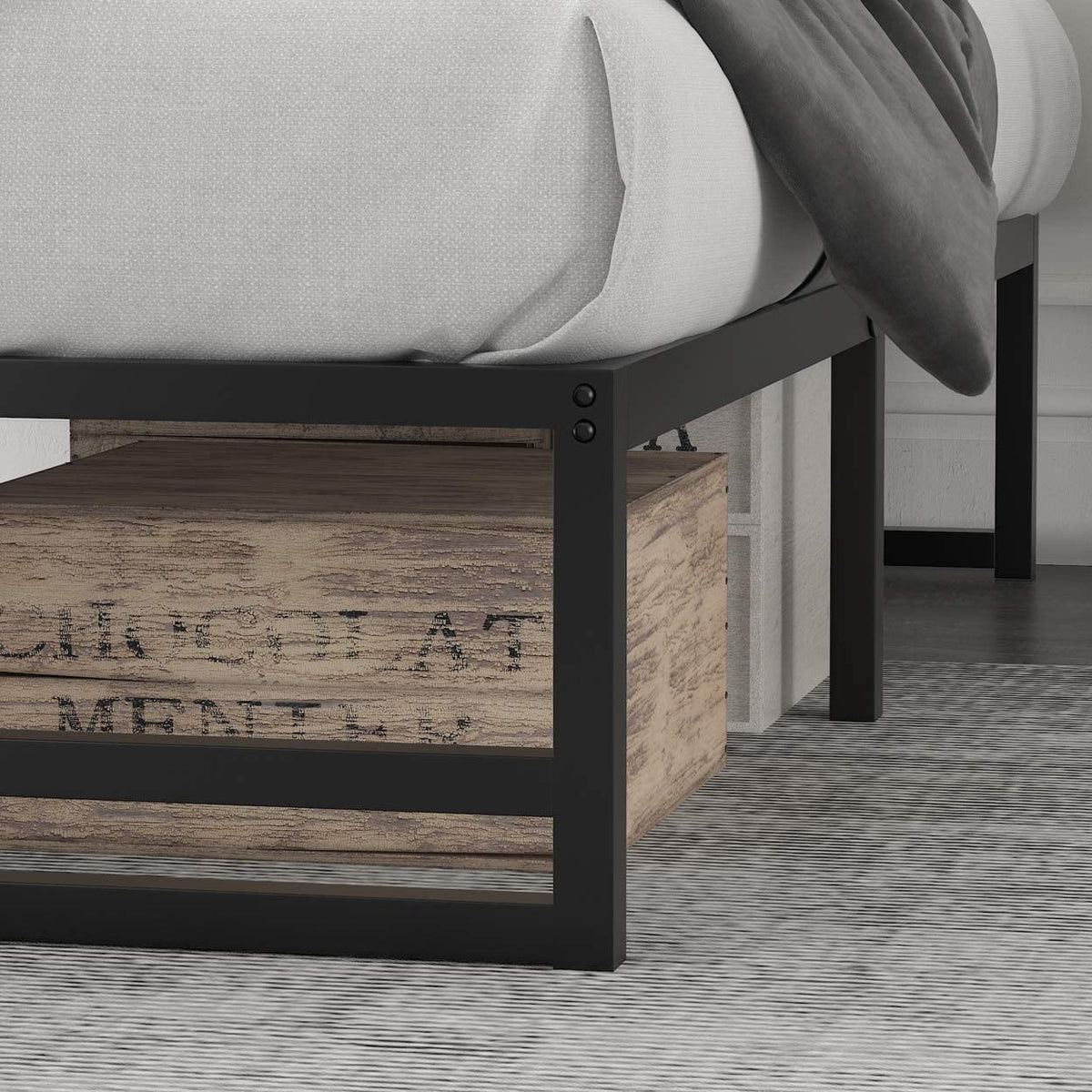 Queen Size Black Metal Platform Bed Frame M748838