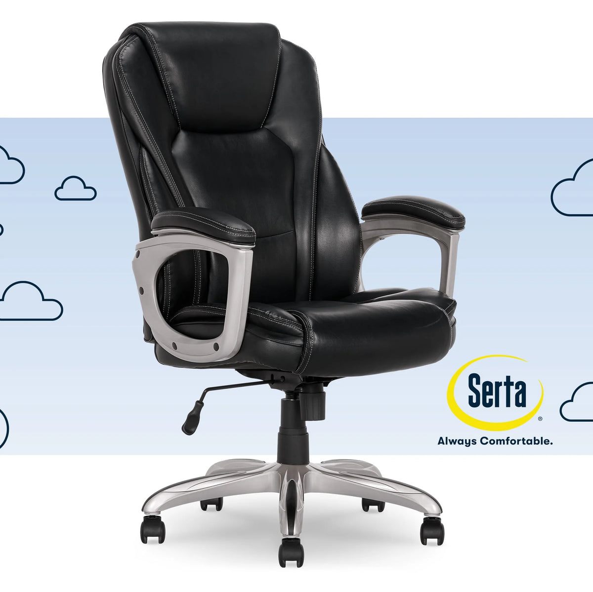 Black Bonded Leather Office Chair with Memory Foam D7889