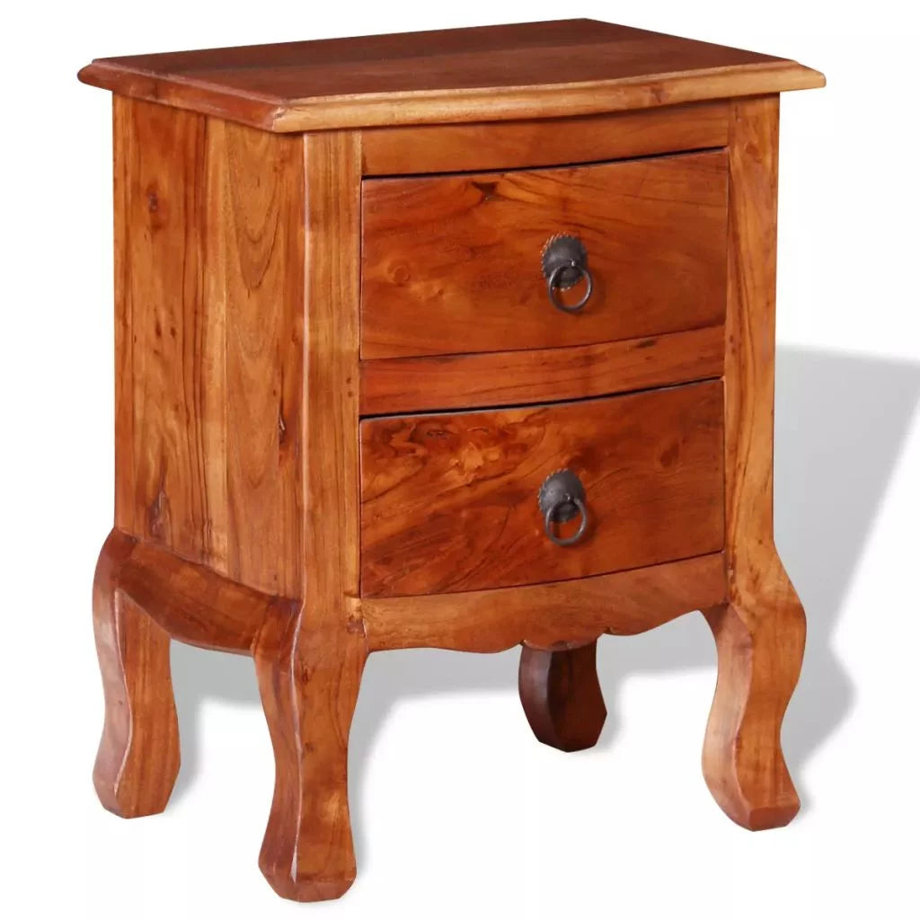 Nightstand with Drawers Solid Acacia Wood U62698