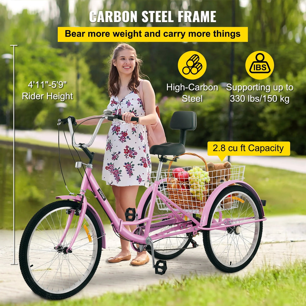 Foldable 7-Speed Adult Tricycle with Basket K4772