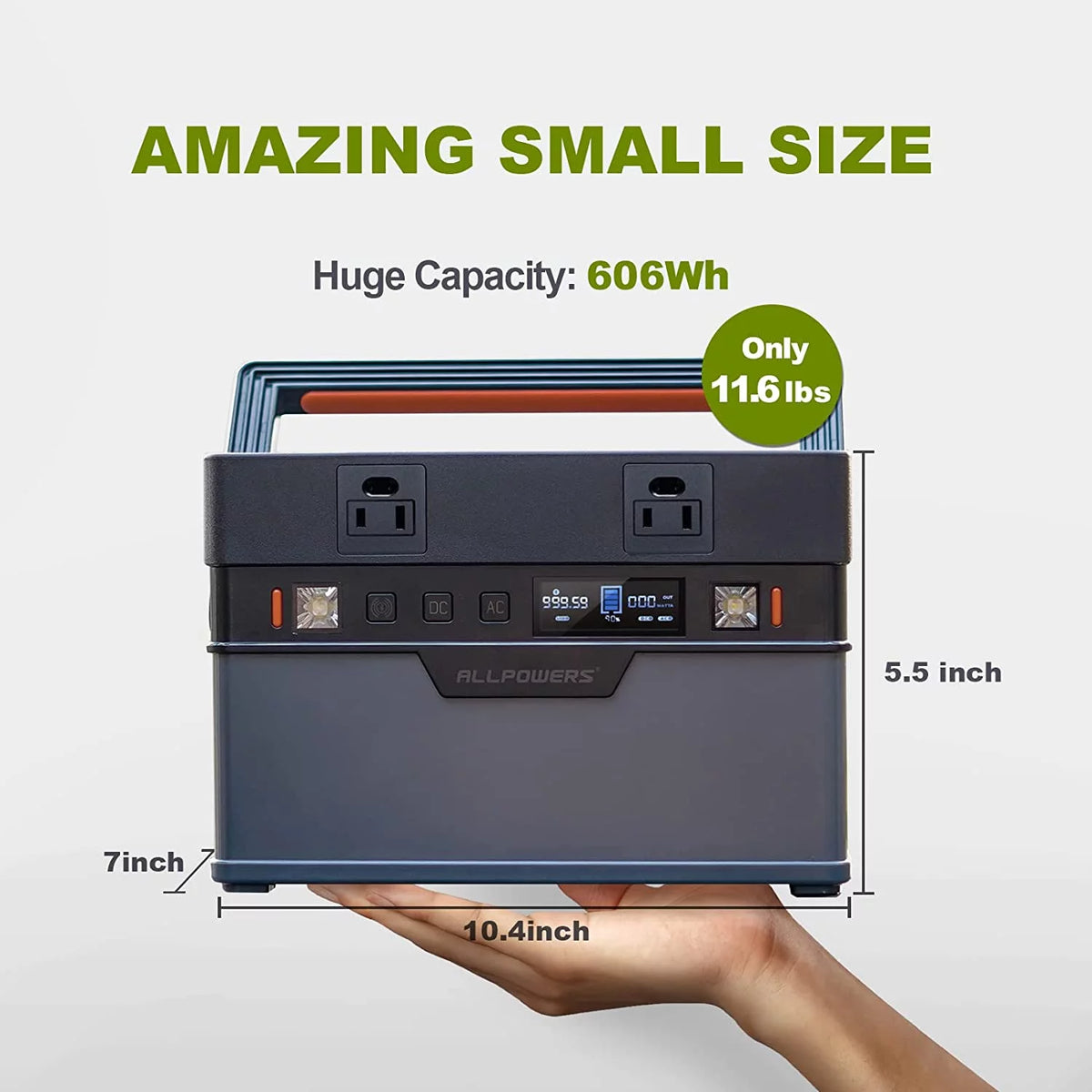 700W 606Wh Portable Power Station with AC Outlets I803