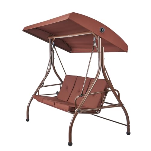 3-Seat Converting Canopy Patio Swing Chair with Cushion I42822