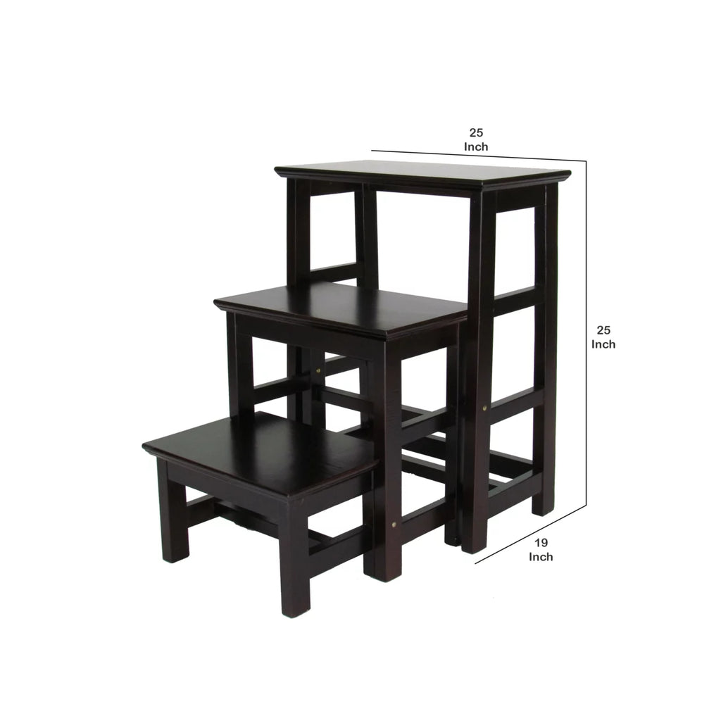 Dark Brown Wooden 3 Step Folding Table J815