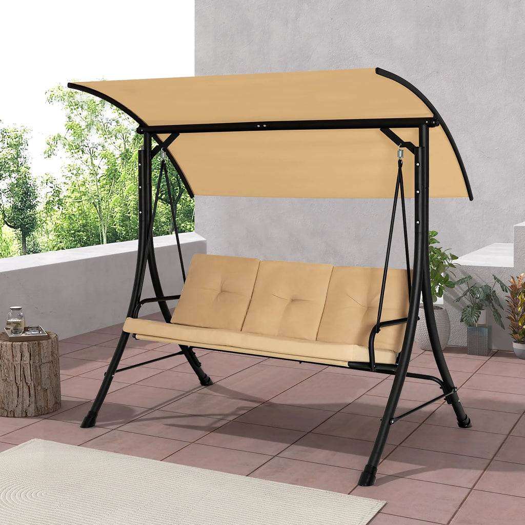 3 Person Patio Swing Chair with Cushions and Canopy A904660