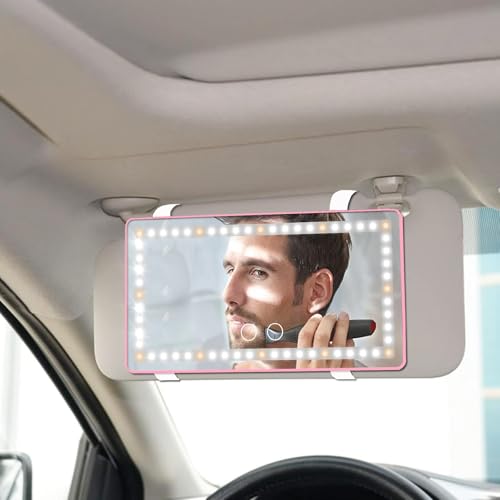 Rechargeable Clip-on Car Sun Visor Vanity Mirror with 3 Light Modes S94174