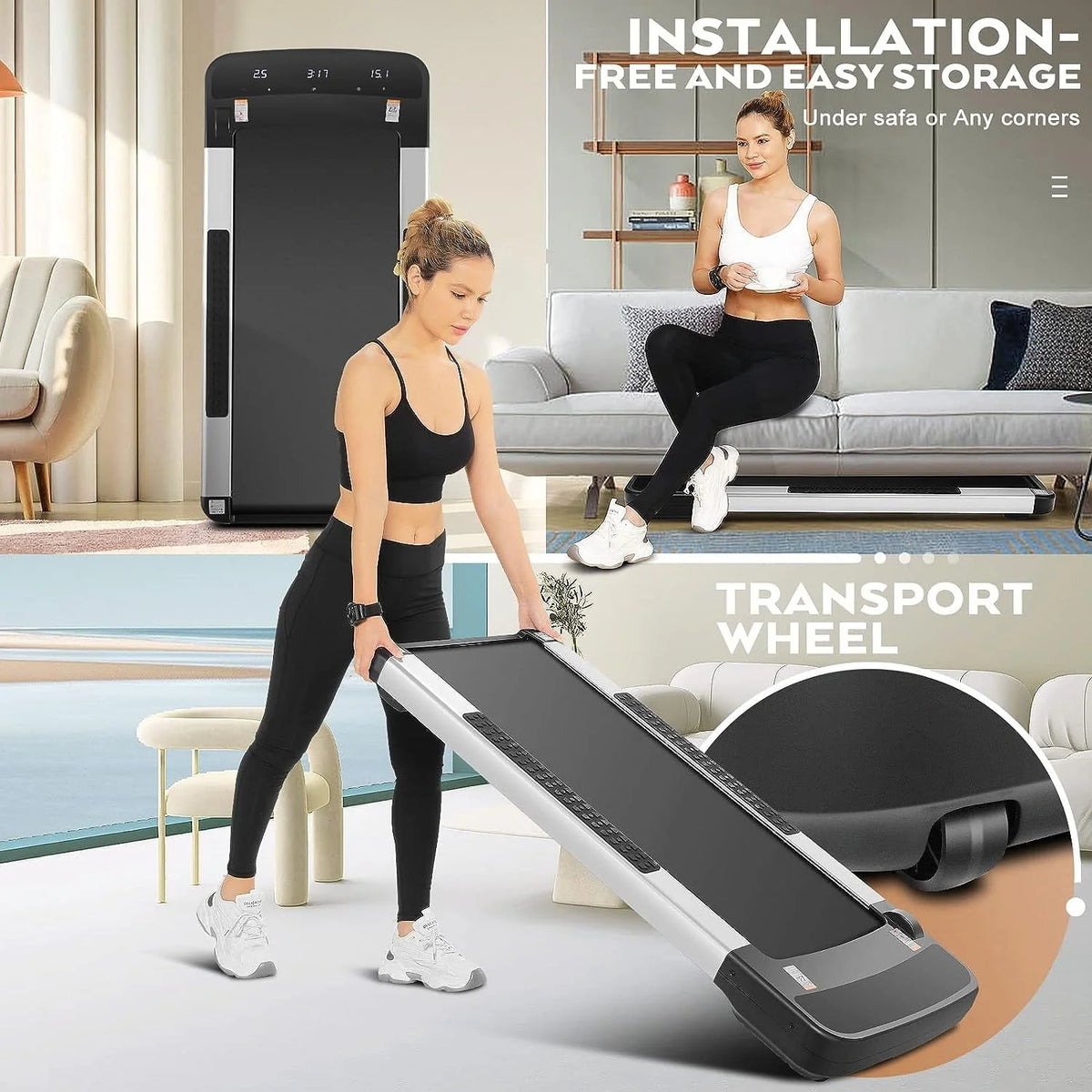 Black Under Desk Treadmill with Remote Control M578