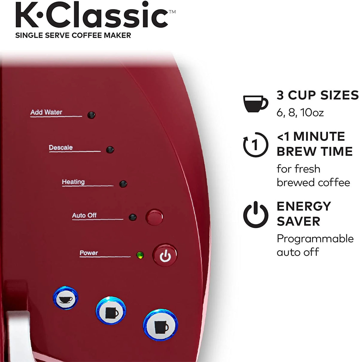 Single Serve Coffee Maker, 6 to 10 oz Brew Sizes Z5635