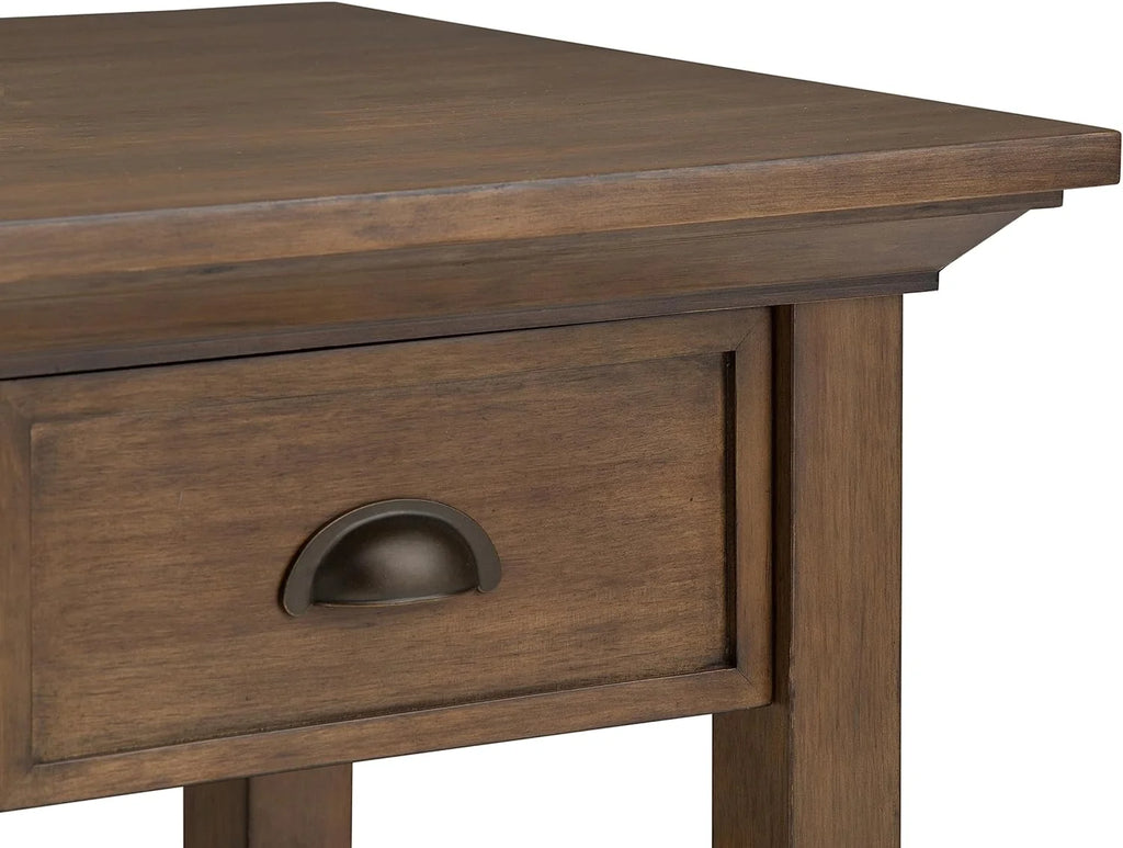19 Inch Square Wood End Table with 1 Drawer and 1 Shelf C4125