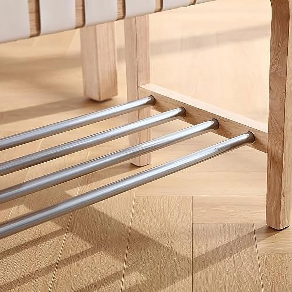 Brown Woven Straps Entryway Bench F46245