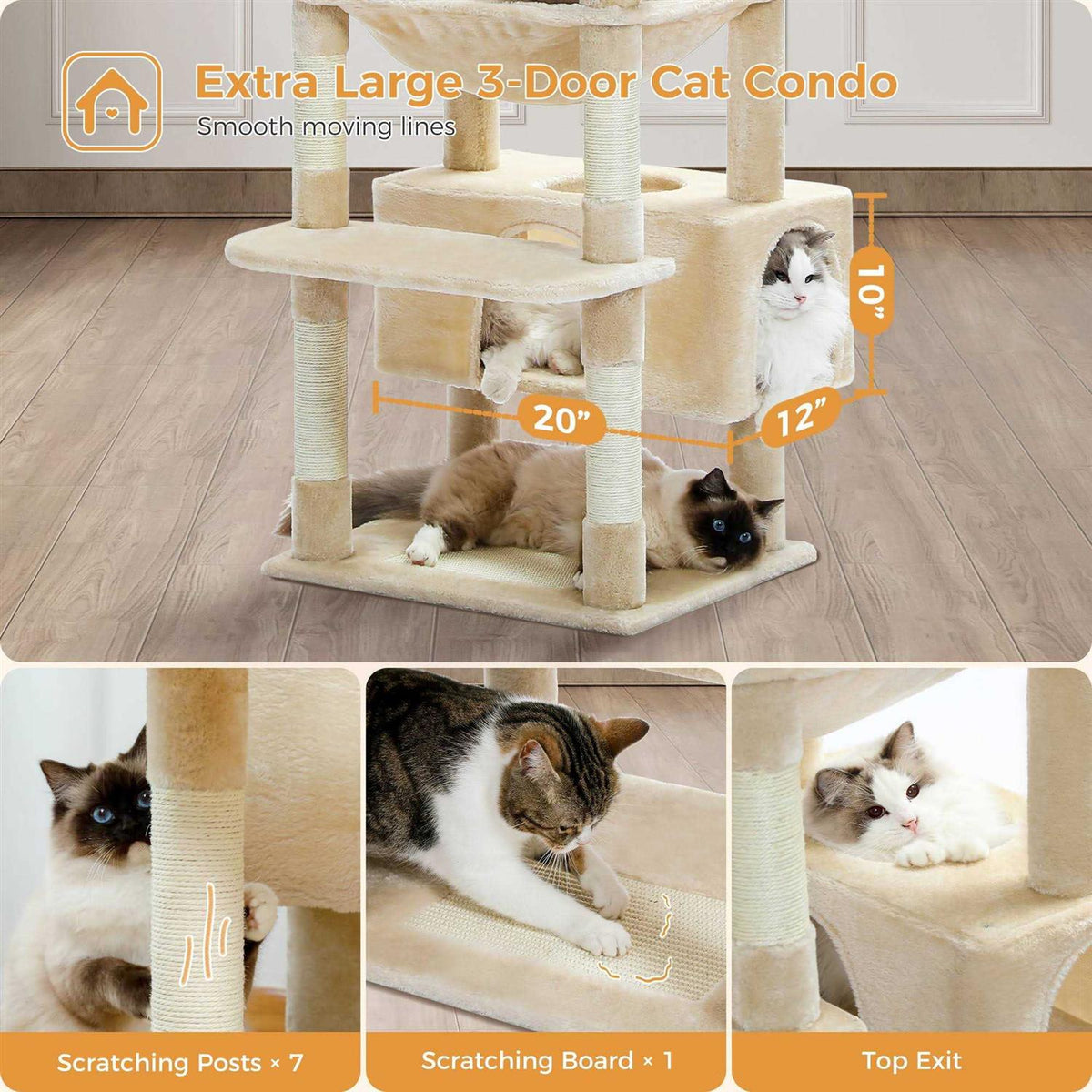 73 inch Multi Level Cat Tree with 7 Scratching Posts P952343