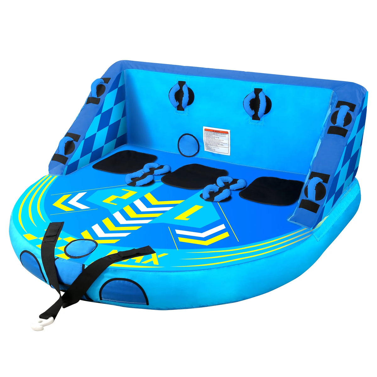 3 Person Inflatable Towable Tube with EVA Foam Seat Pads D66899