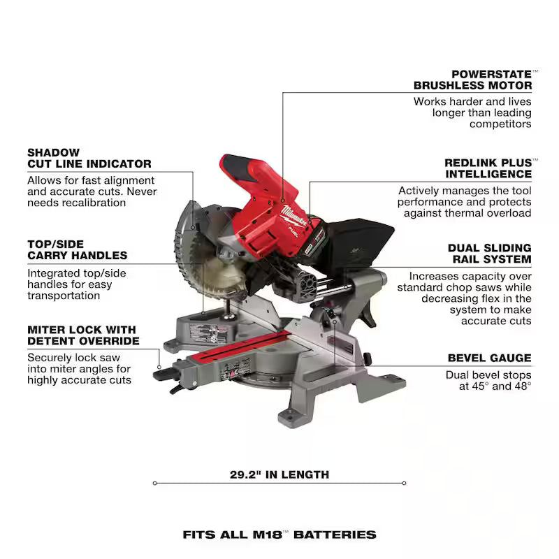 18V Lithium-Ion Brushless Cordless 7-1/4 in. Dual Bevel Sliding Compound Miter Saw A8655