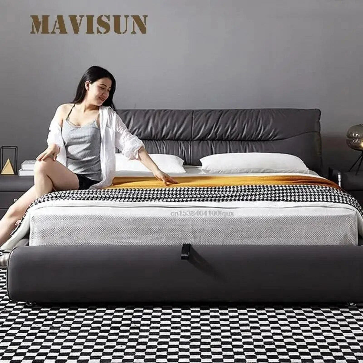 Leather Double Bed W69459
