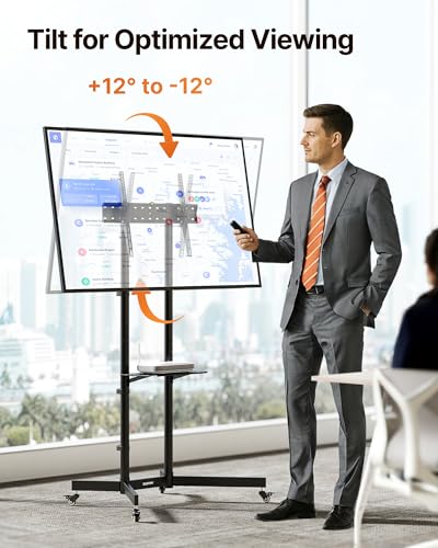 Heavy-Duty Rolling TV Stand for 32–85" Screens, Black D469400