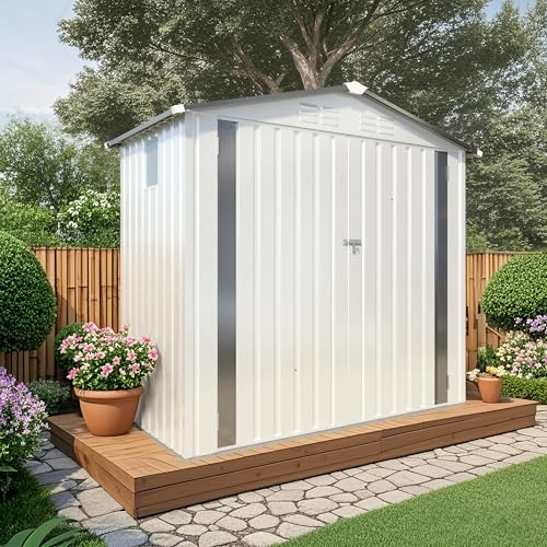 5'x3' Gray Metal Outdoor Storage Shed with Windows and Lockable Door F751608