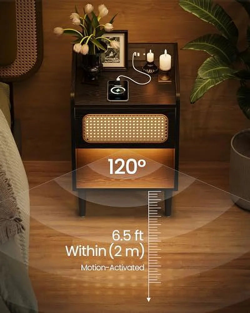 Oak Beige Nightstands with Charging Station C81980