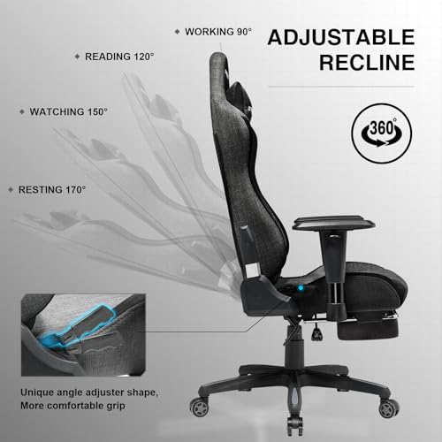 Fabric Breathable Big and Tall Ergonomic Gaming Chair with Footrest Z268