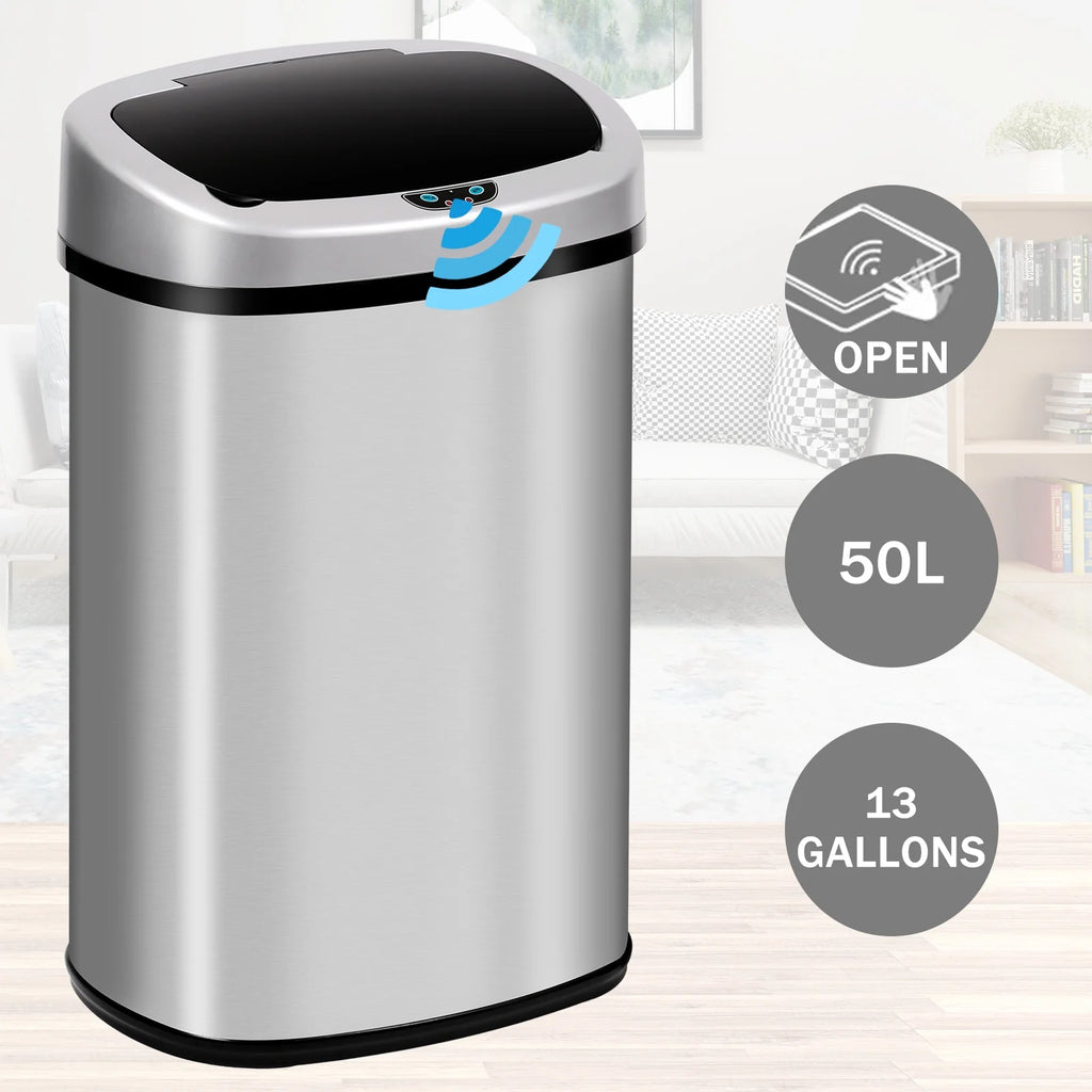 13 Gallon Stainless Steel Automatic Trash Can U73447
