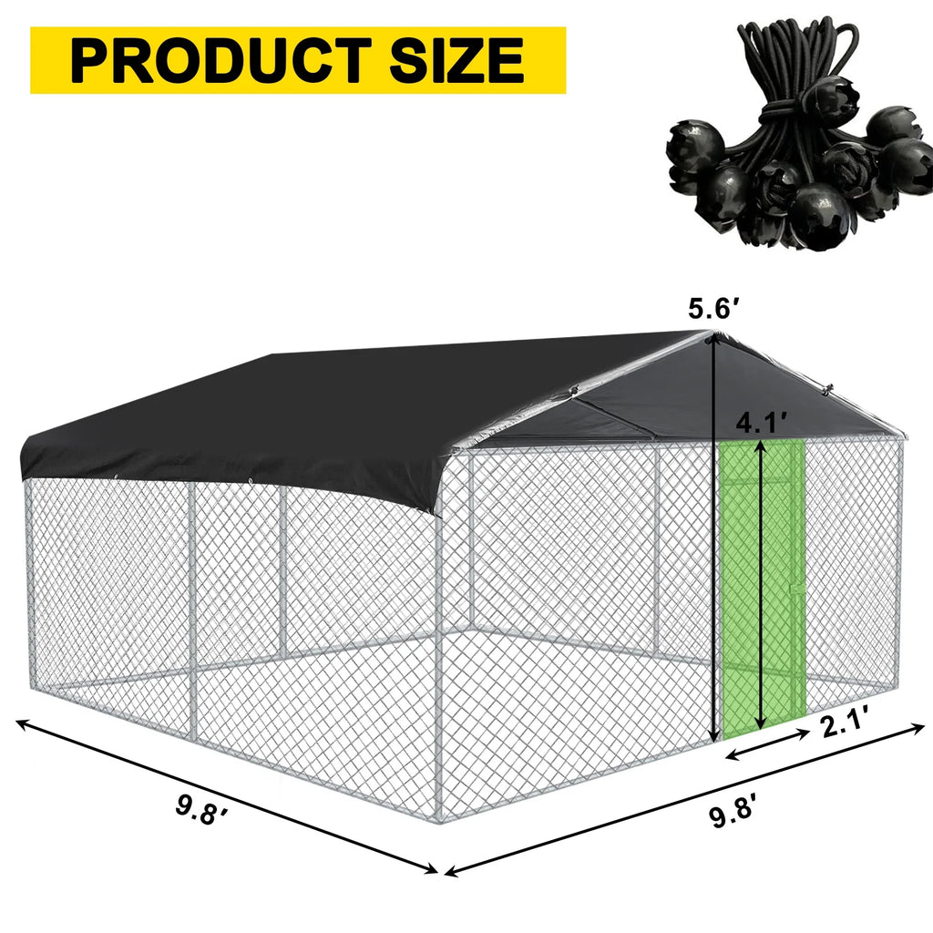 10ft x 10ft Metal Dog Kennel with Roof N98051