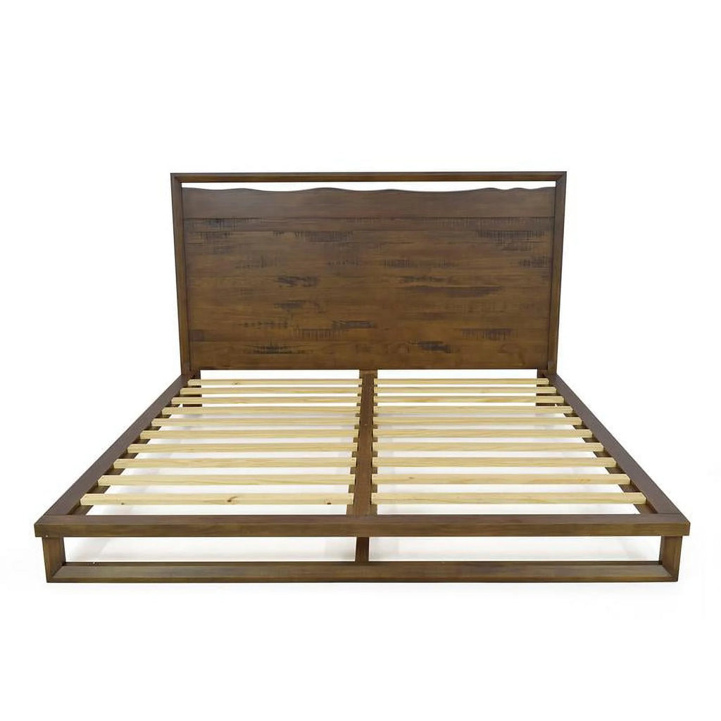 Queen Mocha Brown Wood Platform Bed D1049