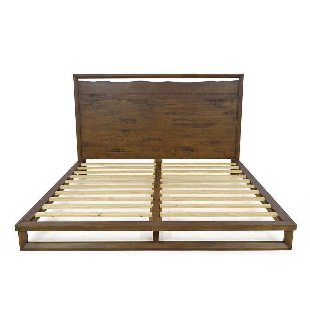 Queen Mocha Brown Wood Platform Bed D1049