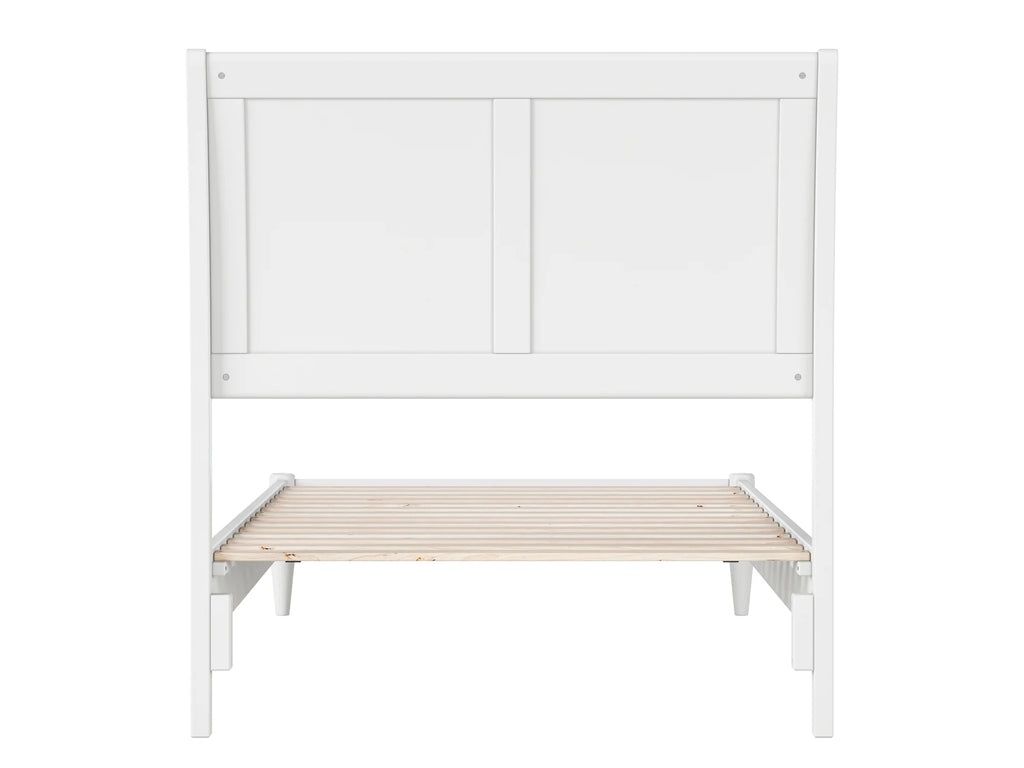 White Twin XL Solid Wood Sleigh Platform Bed T993