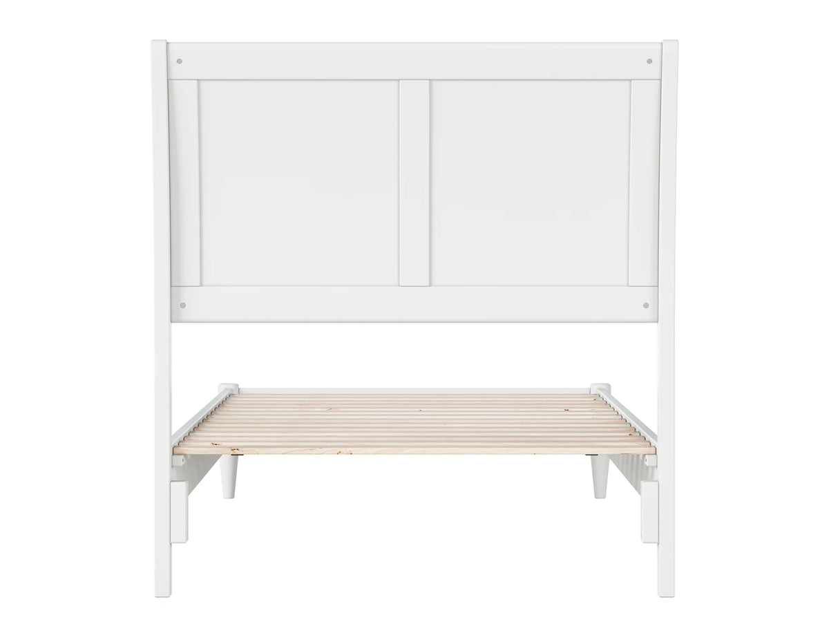 White Twin XL Solid Wood Sleigh Platform Bed T993
