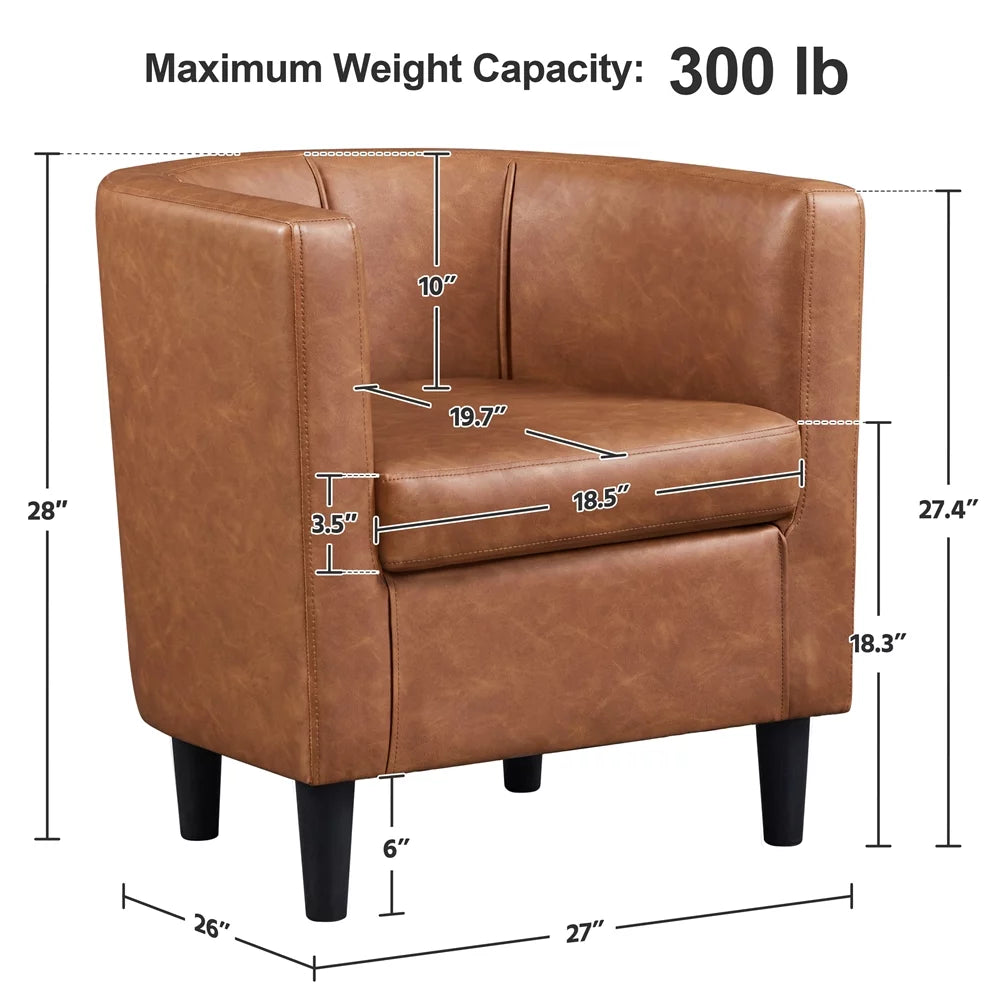 Brown Faux Leather Upholstered Accent Chair Y318