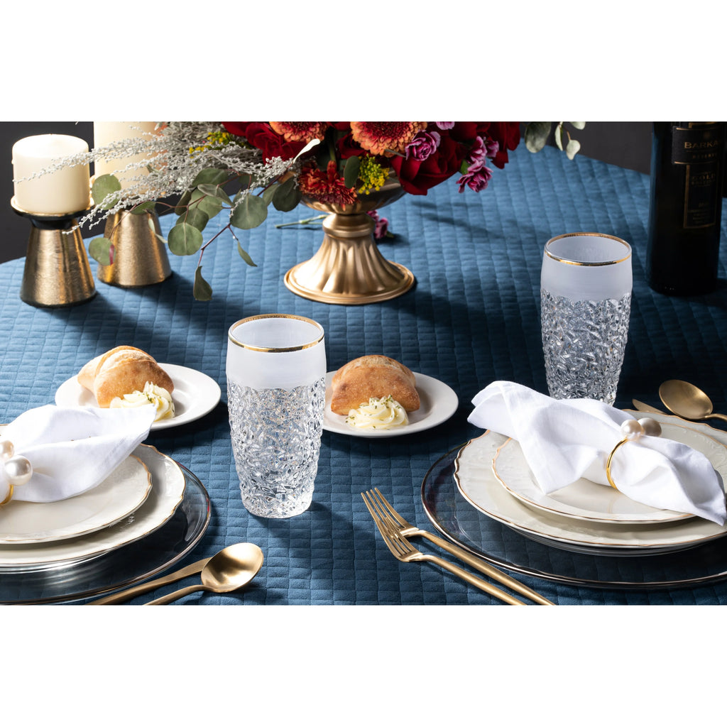 European Crystal Highball Tumbler Set of 6 16 oz Gold Rim T79447