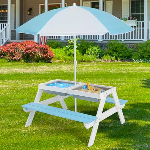 Kids 4 in 1 Sand and Water Table with Umbrella I2727