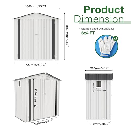 5'x3' Gray Metal Outdoor Storage Shed with Windows and Lockable Door F751608