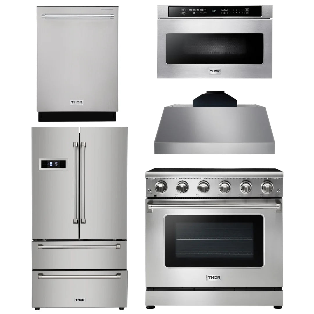 36 Electric Range, Range Hood, Microwave, Refrigerator, Dishwasher N20600